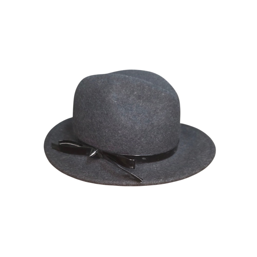 Scala 100% Wool Felt Derby Bowler Hat Gray Wide Brim Unisex One Size